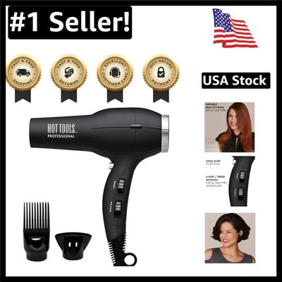 Lightweight 1875W Ionic Hair Dryer with Six Settings for All Hair Types - Black
