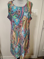 Tommy Hilfiger Vibrant Multicolor Paisley Print Sleeveless Shift Dress Size 16