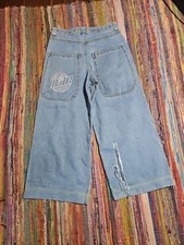 Flawed Alab Wide Leg Baggy Jeans Embroidered Mega Rave Skate JNCO Style 32 32x27