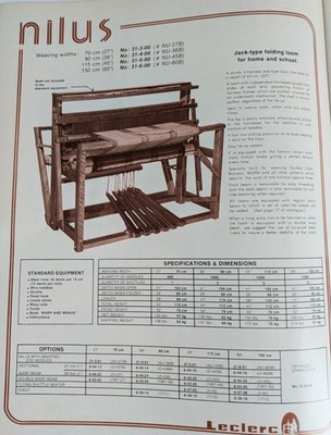 Leclerc Nilus 4-harness 6-treadle maple floor loom w/ accessories made in Canada