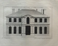 Antique Architectural Engraving, Country House at Châtillon by Le Blond 1721