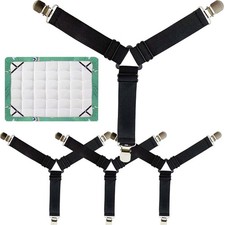 4 Pcs Bed Sheet Straps with Metal Clips Adjustable Fitted Bed Sheet Holders