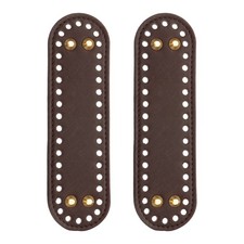 2 Pack 7in x 2 in Leather Bag Bases for Crochet Oval for DIY Making, Brown