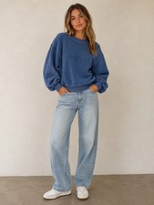 Anthropologie Pilcro Slouchy Crew-Neck Oversized Sweatshirt Size XS In Blue