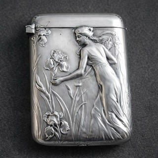 Antique French Art Nouveau Silver Match Safe / Vesta by E Dropsy