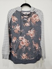 Maurice's Womens Medium floral hooded Tunic sweatshirt Pullover