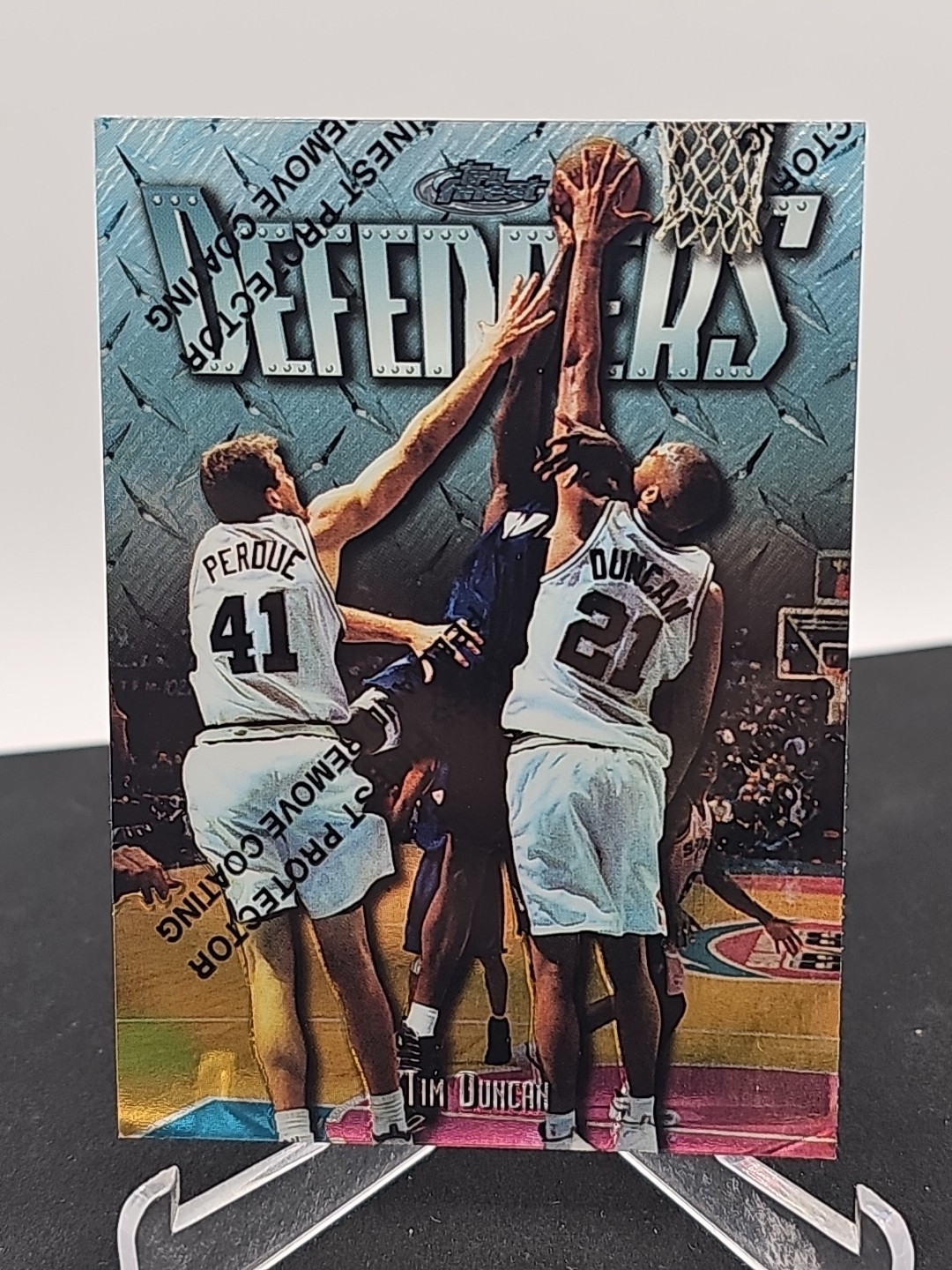 1997-98 Finest w/ Protector Silver #306 Tim Duncan RC Spurs ROOKIE HOF 