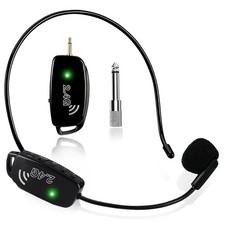 Black Wireless Cordless Microphone Headset 2.4G Handheld Lavalier MIC
