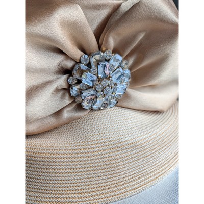 Whittall & Shon Gold Straw Hat Purse Set NWT Rhinestone 