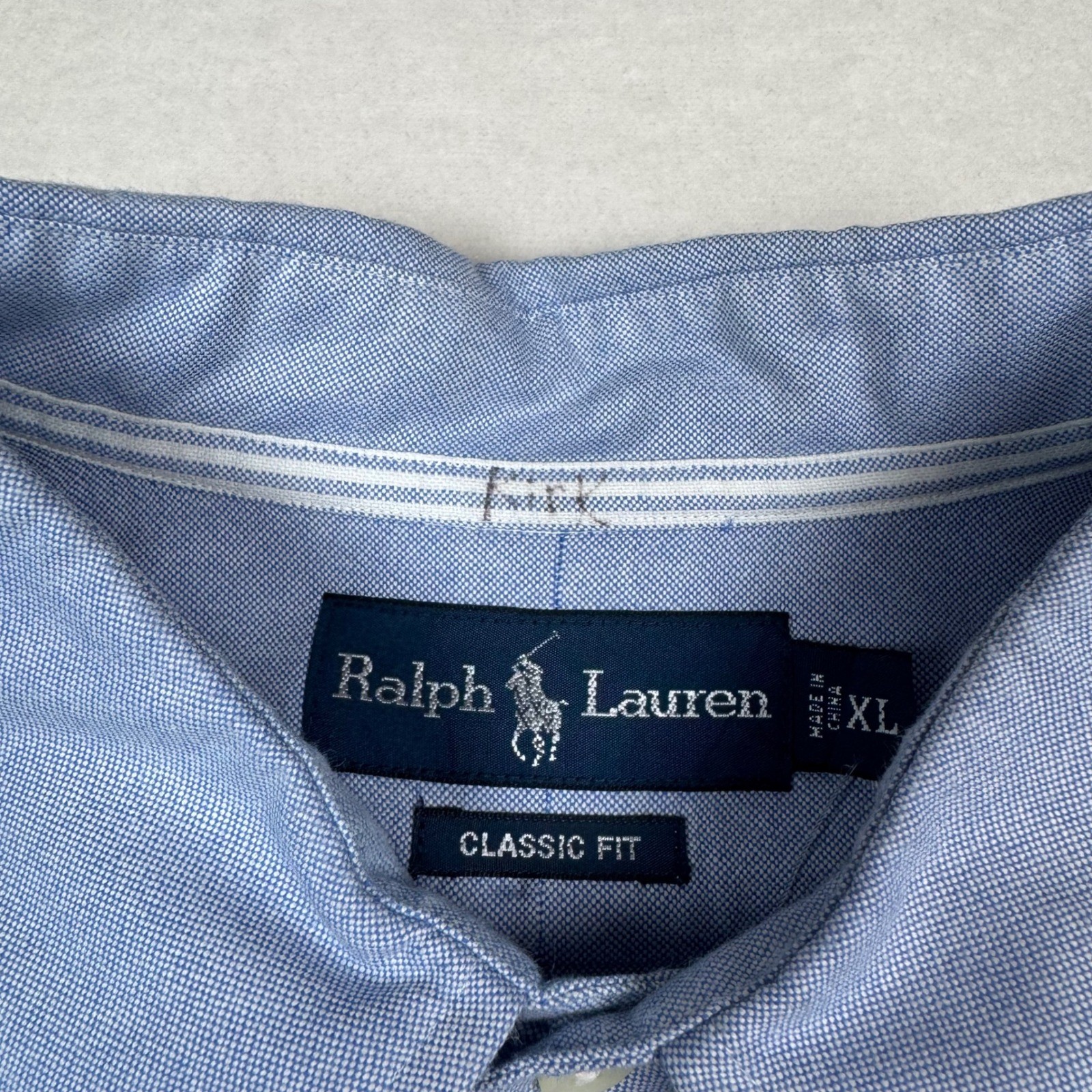 Camicia Ralph Lauren vestibilità classica manica corta XL blu Oxford polo pony logo