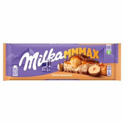 Milka Toffee Ganznuss Alpenmilch Schokolade mit Karamell 300g Tafel