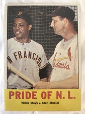 1963 Topps Pride Of The N.L. #138 w/Willie Mays & Stan Musial Baseball Card