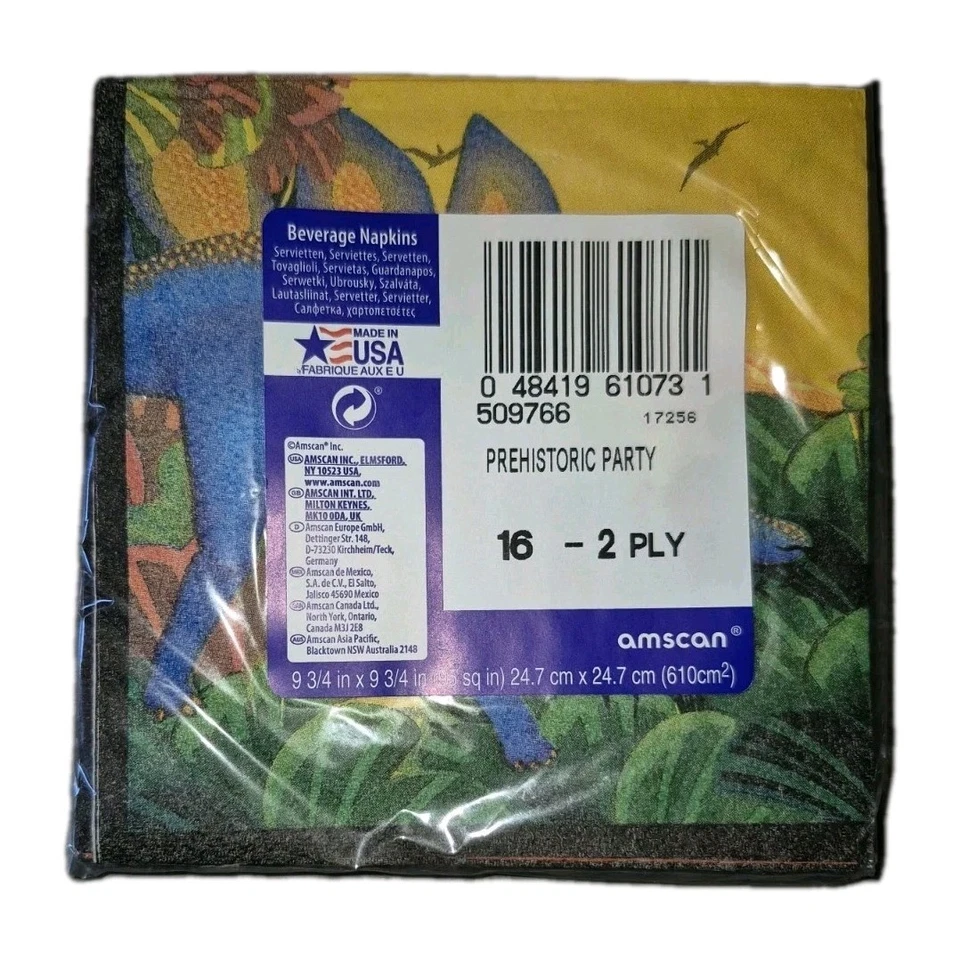 🔥 Hecho en EE. UU. 80ct 2 capas dinosaurios prehistóricos fiesta de cumpleaños servilletas de bebidas Foto 3 de 4