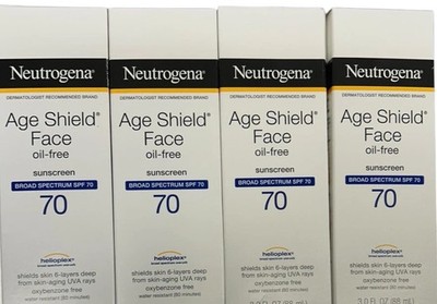 4x Neutrogena Age Shield Face Sunscreen Lotion, SPF 70, 3.0 fl oz BB: 12/2026