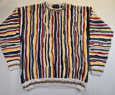 Vintage Roundtree Yorke 3D Knit  Sweater Mens Large Textured Biggie Cosby