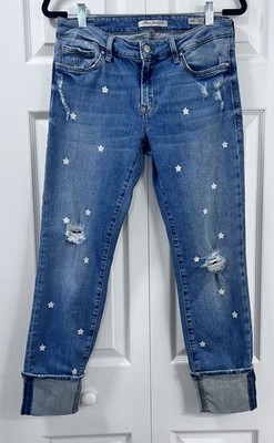 MAVI Jeans Women's Skinny Cuff Ankle Distressed Mid Rise Blue star denim Size 30