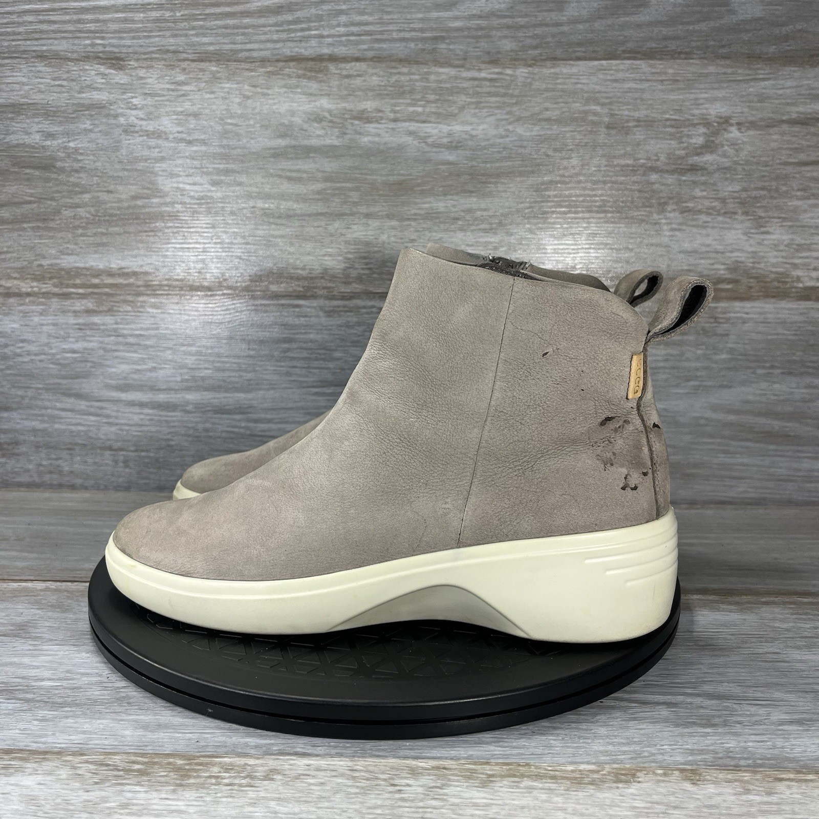 ECCO Women's Soft 7 Suede Warm Gray Wedge Heel Boots Size 7