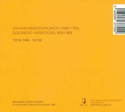BACH: GOLDBERG VARIATIONS, BWV 988 NEW CD