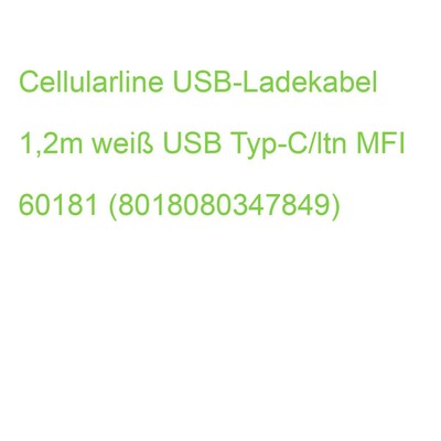 Cellularline USB-Ladekabel 1,2m weiß USB Typ-C/ltn MFI 60181 (8018080347849)