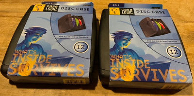 VINTAGE CASE LOGIC HARD DISC CASE LOT ( QTY 2 ) EACH HOLDS 12 DISCS