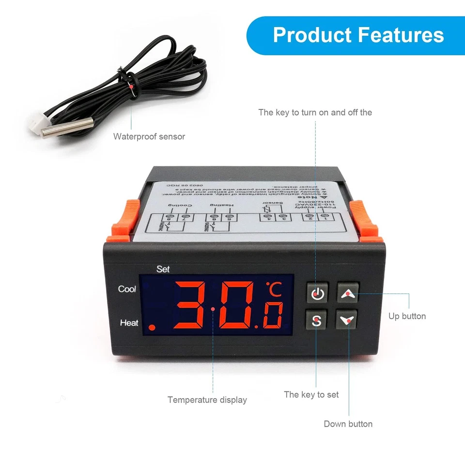 Regulateur de Temperature Numérique 10A D'affichage à LED Temperature Control... - Photo 3/4