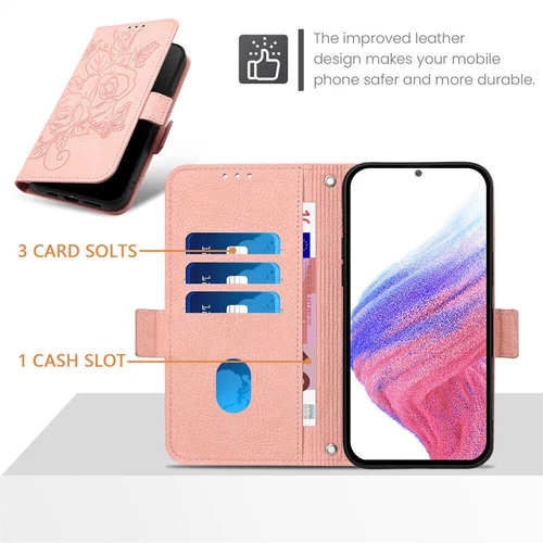 Luxury Leather Rose Wallet Cover Case for A55 A51 A73 M53 A54 A53 A52 A70 A50 - Picture 10 of 17