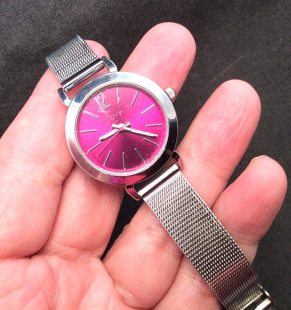 Ladies BOUM Purple Dial Quartz Watch With Silver Tone Mesh  display picture 3