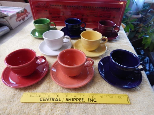 FIESTA WARE MULTI COLORS / COFFEE Tea CUPS & SAUCERS  Set Of 8/  (16) PIECES