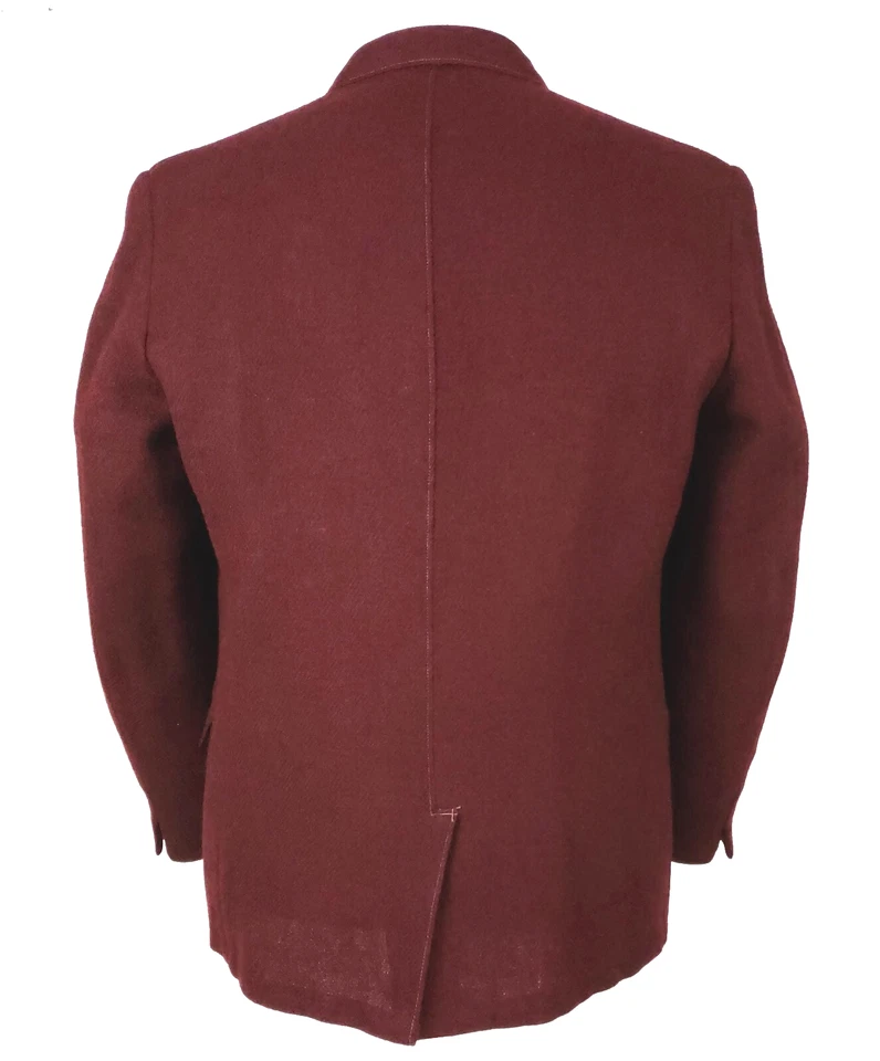 Бургундский твид шерсти 42S заказ половина с подкладкой спортивное пальто с кожаной пуговицей - Изображение 4 из 4
