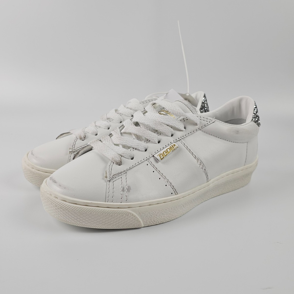 GOLDEN GOOSE Match Star Women's White/Silver Leather Low Top