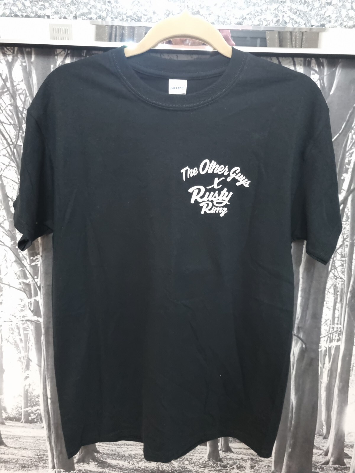 ALTRA T shirt Rusty Rimz X The Other Guy's UK L Gildan cotone pesante nero papà grasso