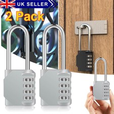 2X Long Shackle Padlock High Security 4 Digit Combination for Gym Shed Gate Door