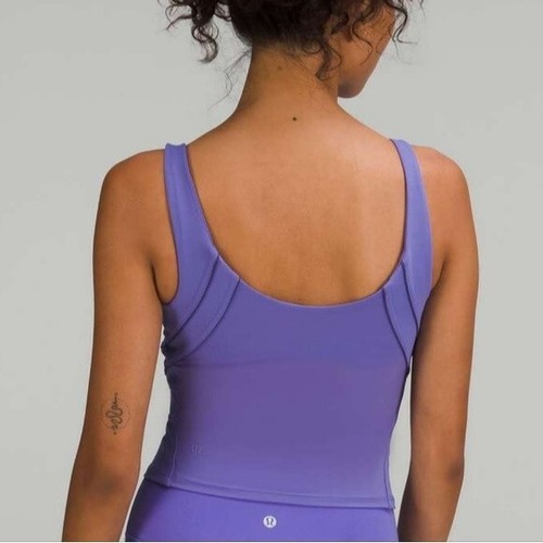 Lululemon Nulu and Mesh-Back Shelf-Bra Yoga Tank Top Charged Indigo size 8 - Picture 2 of 6