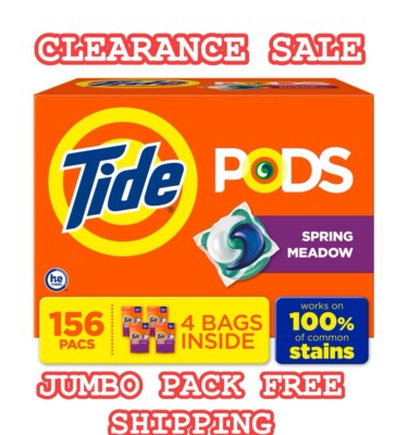 Tide PODS Liquid Laundry Detergent Pacs, Spring Meadow (156 ct.) 4 Bags