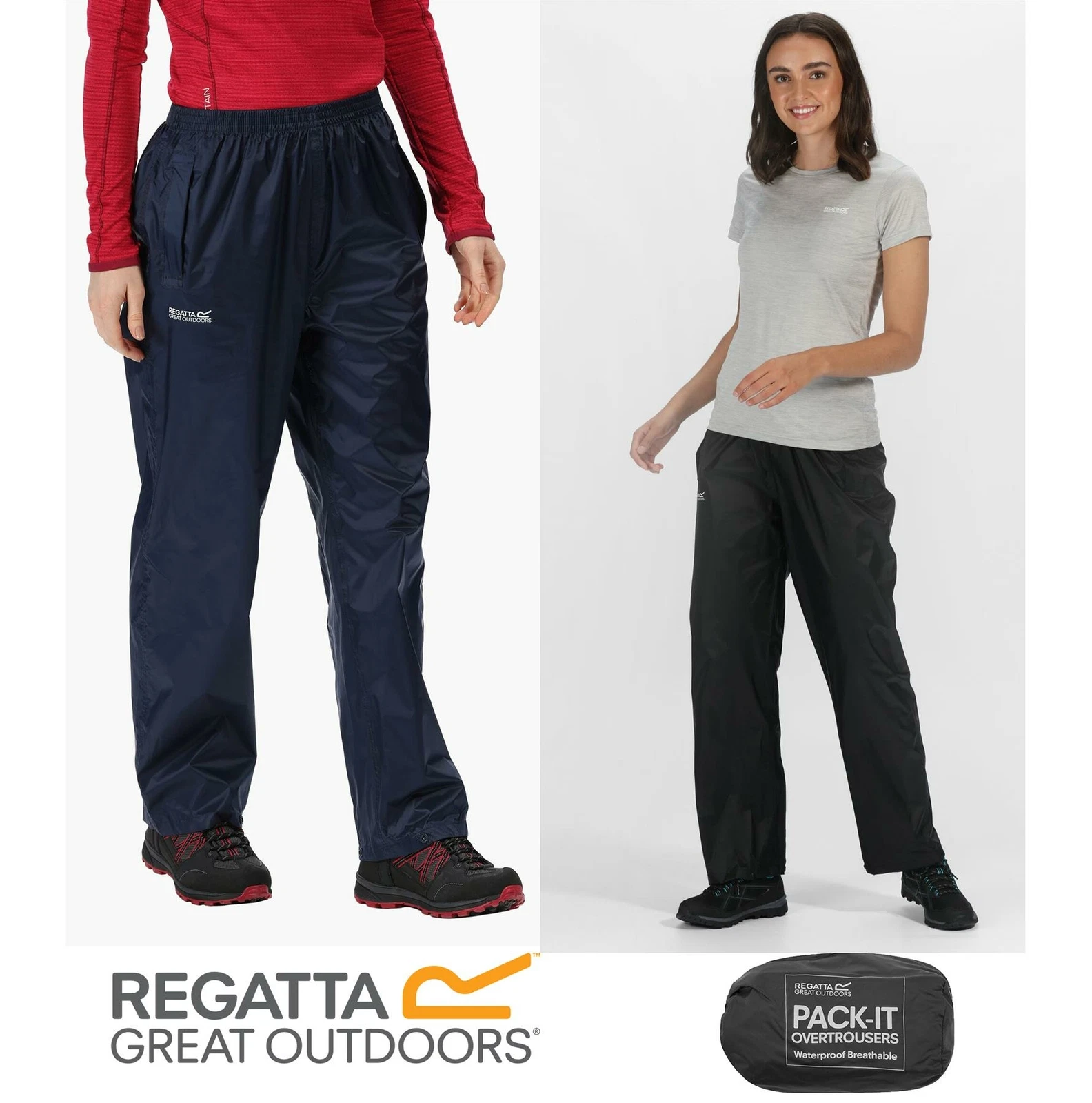 Regatta Womens Waterproof Breathable Pack-It Overtrousers Packable RRP £30
Opens in a new window or