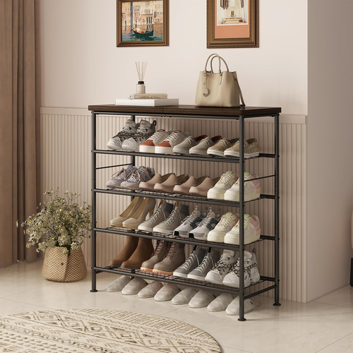 Shoe Rack Organizer 5 Tier for Closet Entryway Free Standing Metal Storage Shoe - Picture 6 of 12