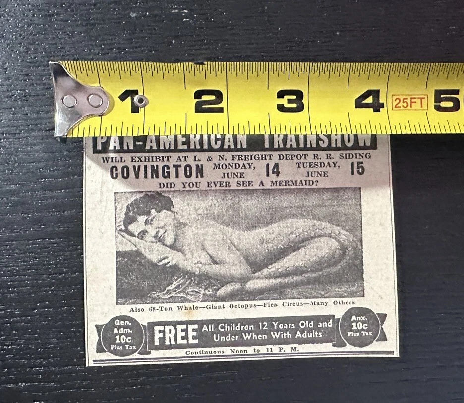 1940s Mermaid Pan American Train Show Newspaper Clipping Covington Kentucky - Image 3 of 3
