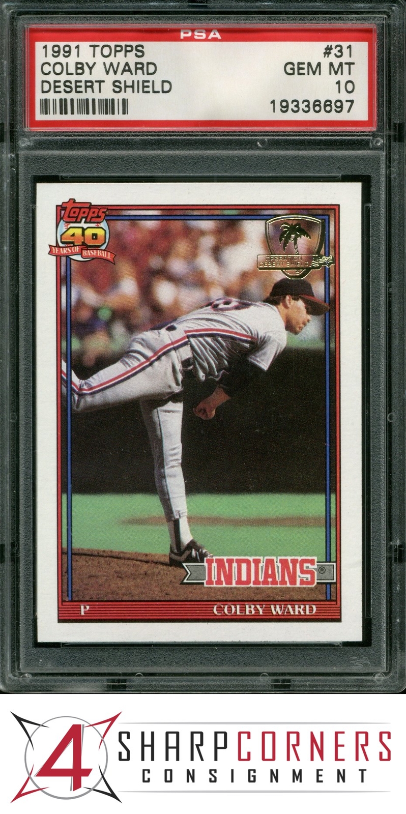 1991 TOPPS DESERT SHIELD 31 COLBY WARD RC INDIANS PSA 10 B4123979697