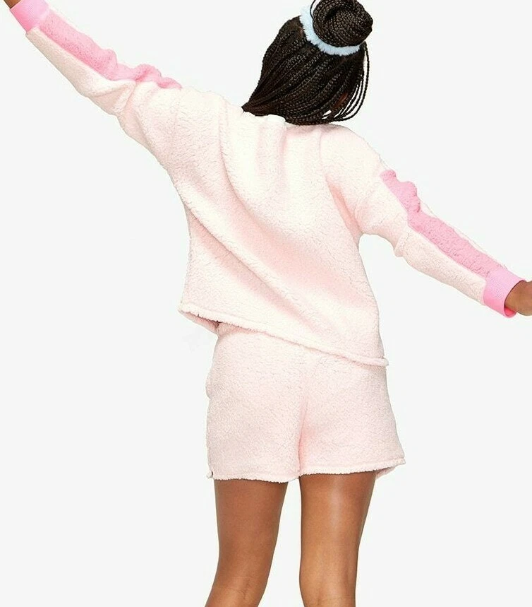 Nuevo con etiquetas Conjunto de pijama Sherpa Justice Girl rosa bloques de colores camisa corta 6 7 8 10 12 S Foto 2 de 3