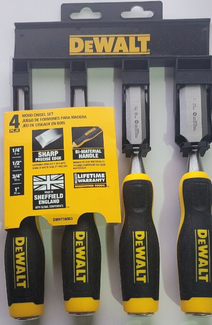Dewalt Wood Chisel Hand Tool Set Professional Woodworking 4-Piece  DWHT16063