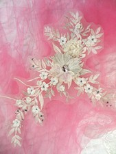 Embroidered 3D Applique Ivory Floral Sequin Ballet Dance Design Patch 14" DH70