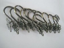 Shower Curtain Hooks Rope Flowers Metal Silver Tone Finish