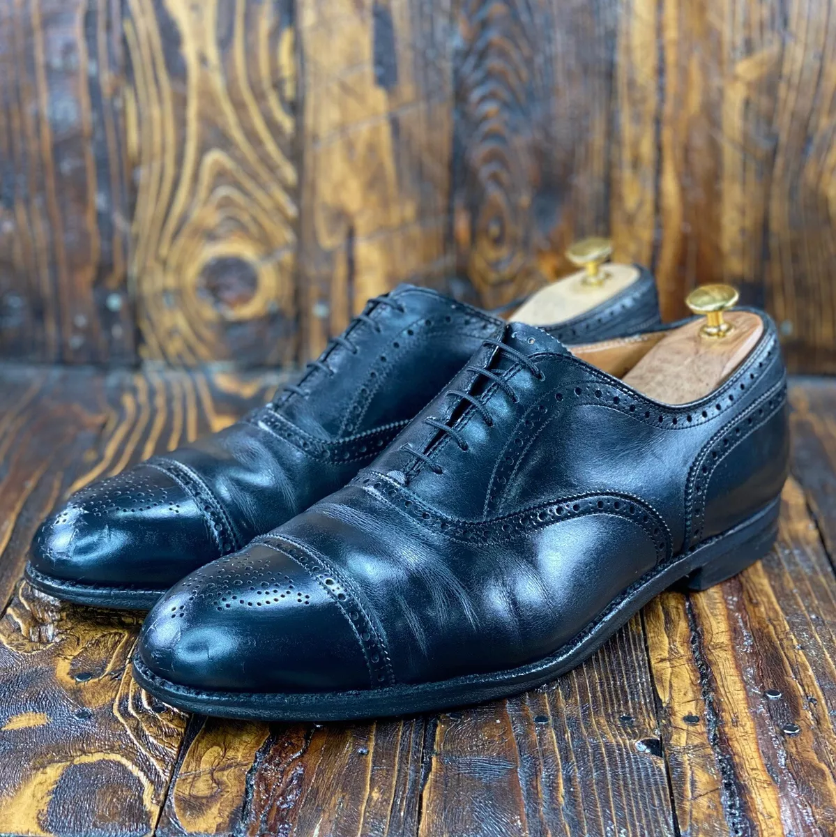 Alden New England 909 Medallion Men's CapToe Oxford Shoes Black Size 13 B/D