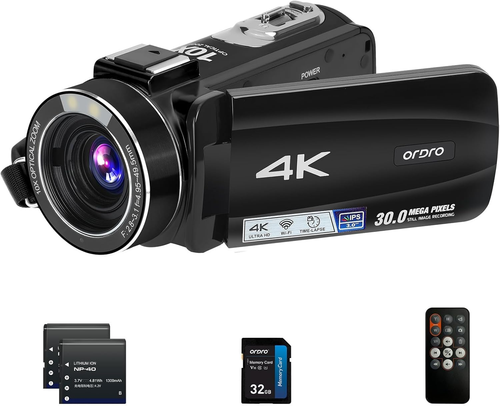 Videocamera 4K Videocamera Ultra HD Con Zoom Ottico 10X E Zoom Digitale 120X, Vi - Foto 9 di 12