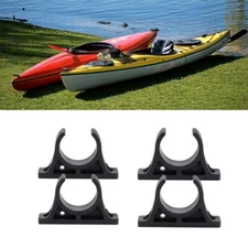 4 Pack Black Kayak Paddle Holder Clips Plastic For Kayaks Canoes Rowing Boats