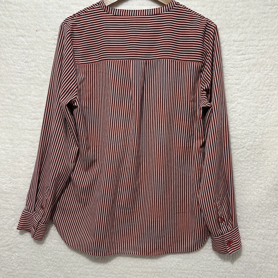 Cabi 5335 Red Striped Franklin Popover Long Sleeve Career Blouse Size Medium - Image 3 of 4