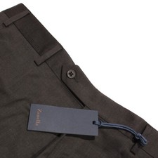 Zanella NWT Dress Pants Size 34 US Devon In Solid Brown 100 Wool