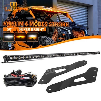 Roof Amber/White Strobe 50'' LED Light Bar Mount Wire For Can Am Maverick R/R Max