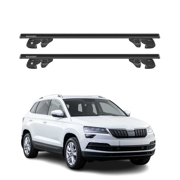 DachträGer GrundtäGer FüR Skoda Karoq 2017-2026 Aluminium 90Kg TÜV Schwarz 2Tlg-image