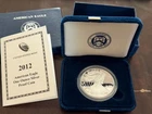 2012-W American Silver Eagle Proof 1 oz .999 Silver Coin Box & COA OGP